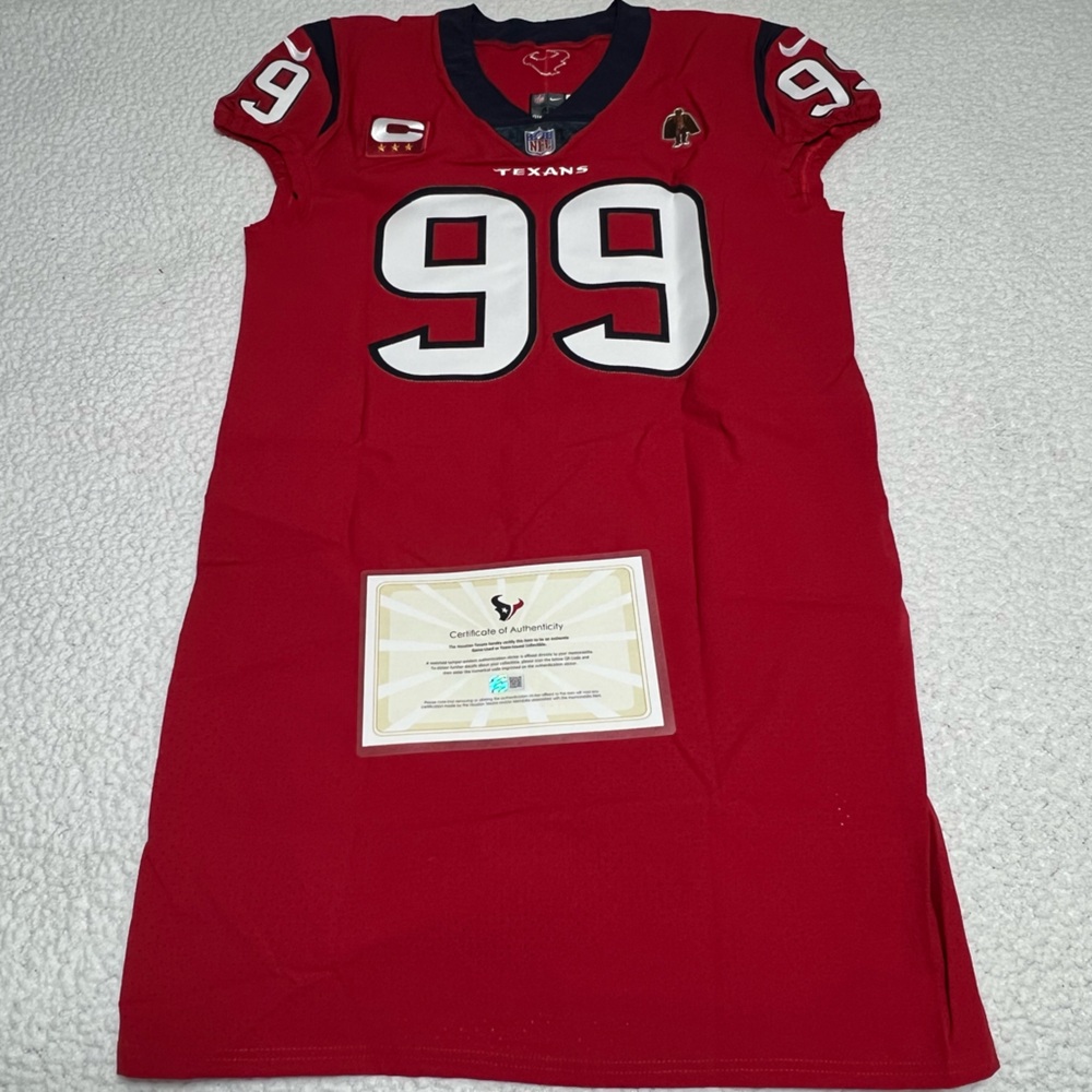 JJ Watt Houston Texans Game Issued Jersey With Captain & WPMOY Patch With COA